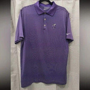 Disney Nike Mens Mickey Golf Purple Striped Short Sleeved Polo Shirt Large